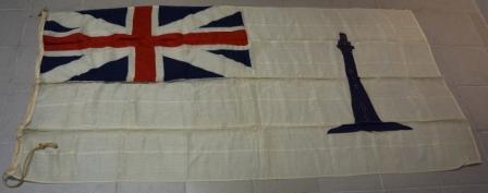 Early 20th century flag from the "Northern Lighthouse Board", the lighthouse authority of Scotland established in 1786. This version "the Commissioners' Flag", with the early form of the Union flag, is only used for special occations when high ranked gentlemen are on board. 