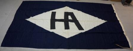 Early 20th century house flag from the Blue Funnel Line, founded in 1866 by Alfred Holt & Co. Ltd, Liverpool. 