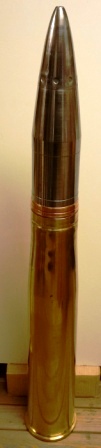 Early 20th century disarmed 12.5 shell from the Royal Swedish Navy. Crown-marked, detachable upper part. Made of steel and brass.