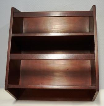 Wall-mounted mahogany shelf from the Italian tanker M/C L. Orlando. Two shelves + two detachable rails.