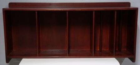 Wall-mounted mahogany rack / stand for plates and cups. From the Italian liner M/N G. Donizetti. 