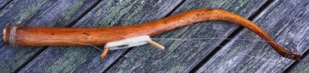 Early 20th century Swedish handline fishing rod. Made of wood.