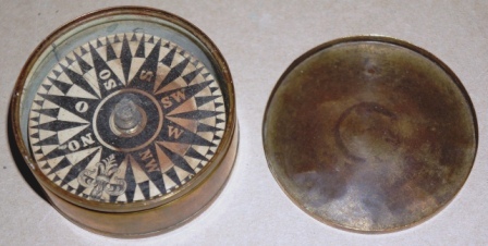 Late 19th century pocket compass, brass case