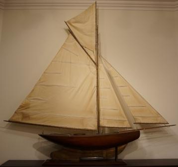 Pond Yacht with set sails and lead & copper keel, ca 1930