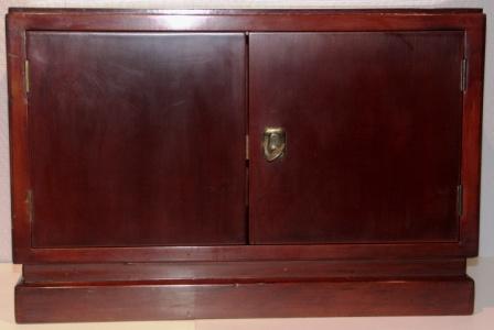 Small cabinet in mahogany from M/S Hohenfels - Hansa Bremen, shipping company Norddeutscher Lloyd (NDL). Double door, one compartment. 