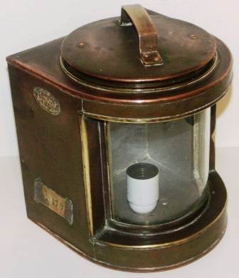 Electrified 20th century copper stern light marked T505 & G41079. Made by Eli Griffiths & Sons Ltd., Birmingham. 