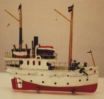 Early 20th century sailor-made model depicting a coastal steamer.