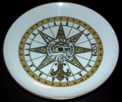20th century numbered plate depicting a Swedish 19th century compass made by Anders Berg, Kalmar. Compass history on reverse.