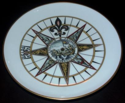 20th century numbered plate depicting a Swedish 18th century compass made by Friederich Stangenberg, Stockholm. Compass history on reverse.