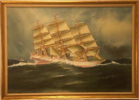 G.D. Kennedy Sail Training Ship off the Cape. 20th Century Watercolour.