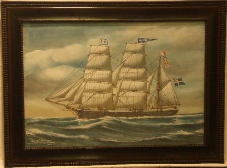 Aurora av Nordmaling. 20th Century Ship Portrait, Watercolour/gouache.