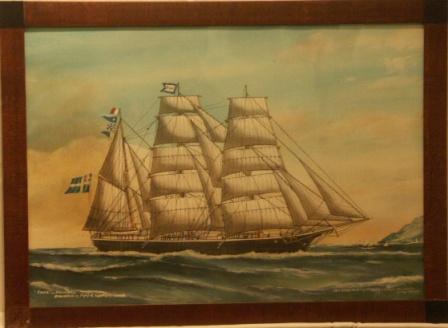 Saga av Framnäs-Stockholm. 20th Century Ship Portrait, Watercolour/gouache.