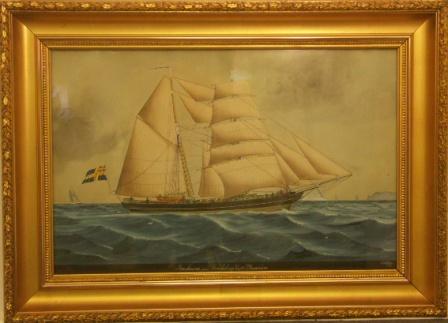 Bartimeus from Trelleborg. 19th Century Ship Portrait, Watercolour.