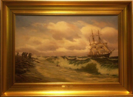 3-masted barque. 20th Century oil on canvas.