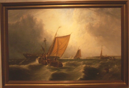 Dutch sailing vessels. 19th Century oil on canvas. 