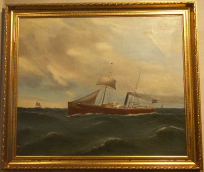 The Swedish mail paddle steamer Svea. 19th Century Ship Portrait, oil on canvas. 