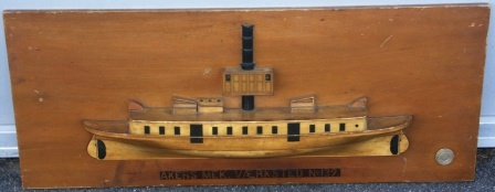 Early 20th century original wooden shipyard half-hull model depicting the D/S DAVID ANDERSEN of Kristiania