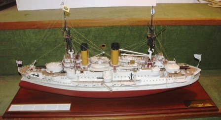 Mid 20th century built model depicting the Russian battle ship "IMPERATOR ALEXANDR III". Built 1899 for the Russian Imperial Navy by Baltic Works, St. Petersburg . Launched on August 3rd 1901. Mounted in a glass case. 