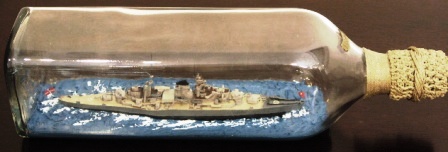 German WWII battle ship BLÜCHER housed in bottle