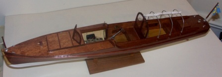 Late 20th century built mahogany model depicting a C.G. Pettersson-racer from 1917. With a 60 hp Buffalo engine.