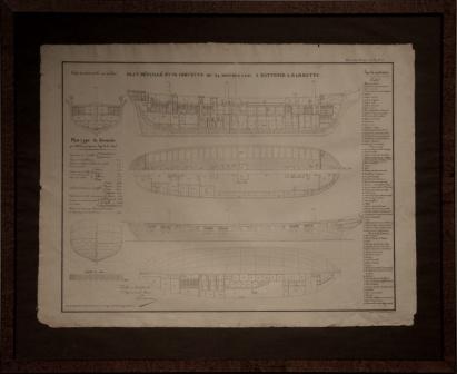 "Plan détaillé d'une Corvette de 24 bouches à feu. A batterie a barbette. Toulon, 15 Novembre 1831."