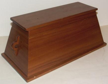 20th century miniature seaman's chest made of teak and mahogany.