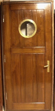 20th century mahogany ships door with brass fittings
