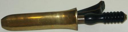 20th century diving knife made by Heinke, London. In brass with single edge.