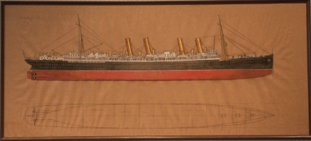 Depicting the German passenger liner S.S. DEUTSCHLAND Hapag 1945