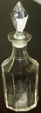 Early 20th century 9 angular glass medicine/drug bottle with ground-glass plug. Used onboard the Swedish armoured cruiser HMS FYLGIA.