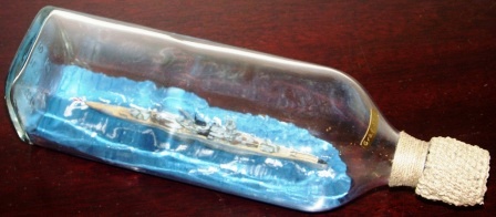 German WWII battle ship GRAF SPEE housed in bottle