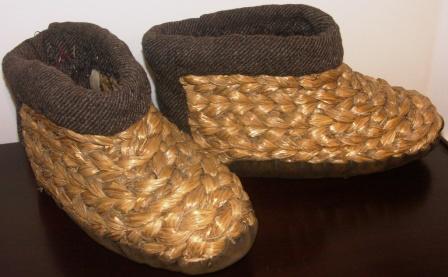 A pair of late 19th century straw galoshes (overshoes). Used in wintertime by archipelago fishermen.
