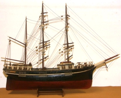 Early 20th century sailor-made model depicting the Swedish three-masted barque INGEBORG.