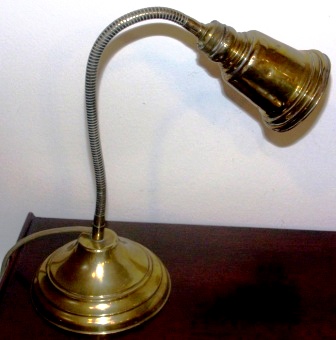 20th century electrified chart room table lamp. Flexible, made of brass.
