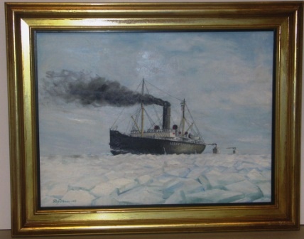 he Swedish Icebreaker "Isbrytaren II" (today museum ship S/S Sankt Erik) making way for the trainferries between Trelleborg and Sassnitz March 4, 1924. 