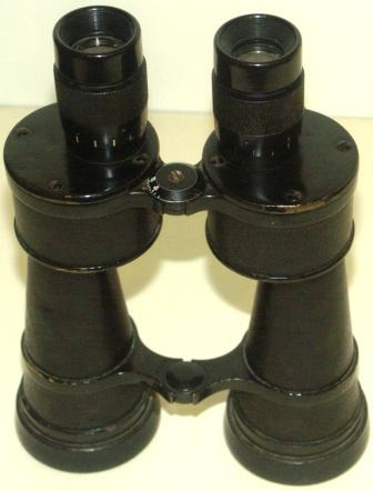 20th century anonymous binocular in black-lacquered brass, as used by the Navy.