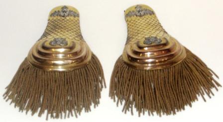 A pair of 19th century officer’s brass epaulets from the Royal Italian Navy. Made by Manucci, Spezia.