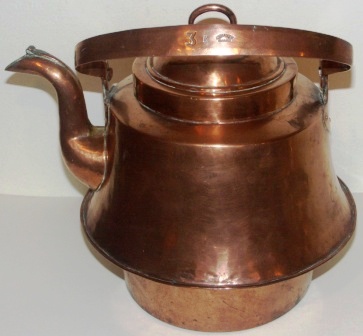 Large handmade copper coffee pot from the Finnish vessel GARD of Kimito. Marked 3K. Made by J. Wickholm, Borgå Finland.