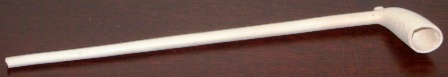 18th century clay pipe fitted with the initials O:F (Olof Forsberg) and decorated with the emblem of Stockholm. Model dated 1747.