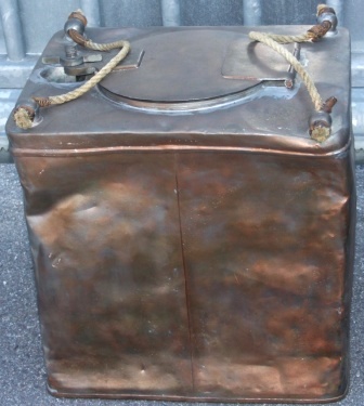 Late 19th century gun-powder container from the Swedish Navy's headquarter in Karlskrona. Made of copper.