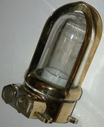 20th century electric engine room / bulkhead lights made of solid brass.