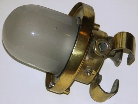 20th century electric engine room / bulkhead light made of solid brass.