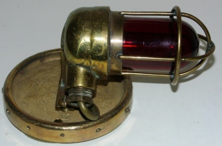 20th century electrified engine room / bulkhead light made of solid brass