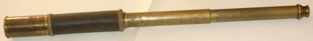 Late 19th century hand-held refracting telescope, maker unknown. With two brass draws and rope bound tube. 