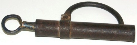 Late 18th century hand forged iron padlock in working order. Incl original key.
