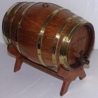 Late 19th century Madeira/Sherry barrel. Brass bound oak.