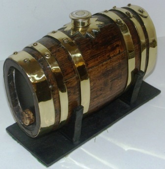 Late 19th century brandy barrel. Brass bound oak. 