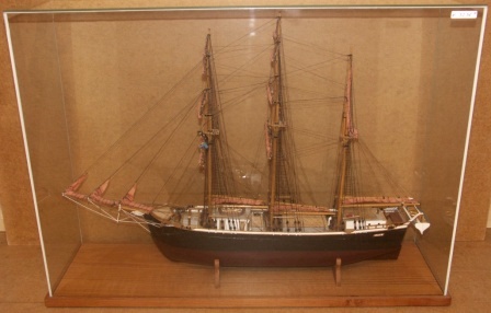 20th century built model depicting the Swedish sailing vessel META of Stockholm. Mounted in glass case.