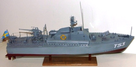 20th century built model depicting the Swedish Navy Motor Torpedo Boat T53, built by ÖVS Stockholm in 1956. 