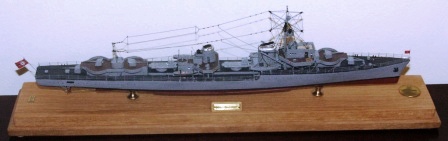 20th century German WWII warship KARL GALSTER. Mounted in glass case.